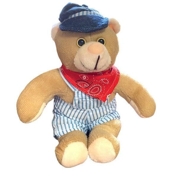 Train Engineer Plush Teddy Bear 6" Sitting Railroad Soft Toy Charles Products - Picture 1 of 4